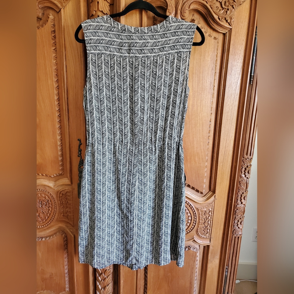 PENDELTON herringbone Pattern MIDI SILK Dress Sleeveless Buttondown Size Medium - Picture 3 of 12